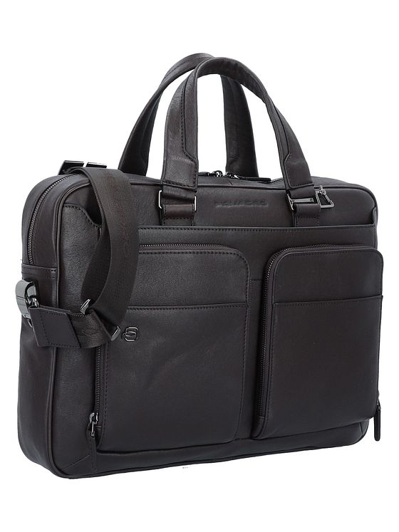 Piquadro Sort firkantet dokumentmappe 39 cm med rum til bærbar computer