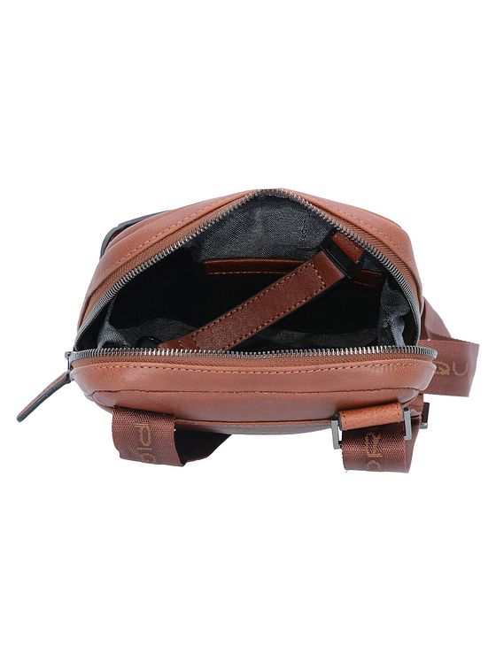 Piquadro Černá čtvercová taška přes rameno kožená 17 cm