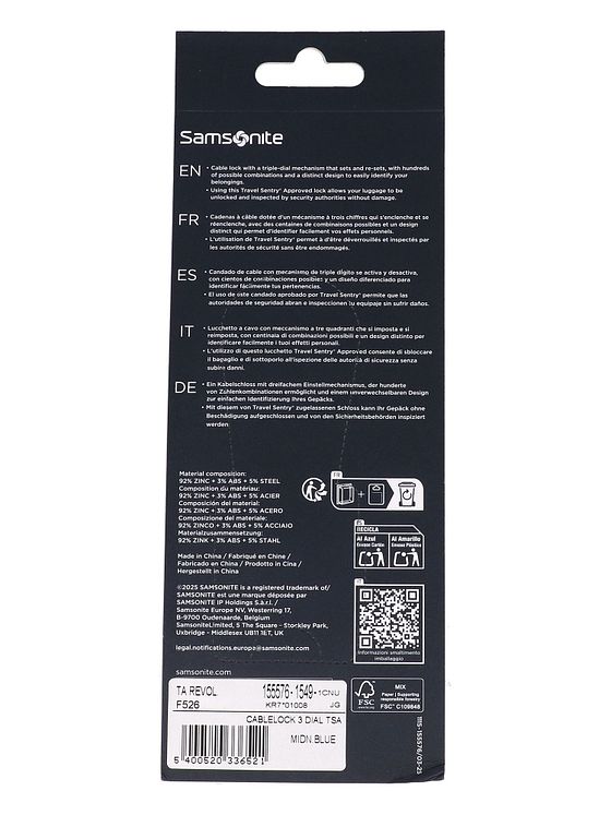 Samsonite Ta Revolution Kuffertlås med kode 6 cm