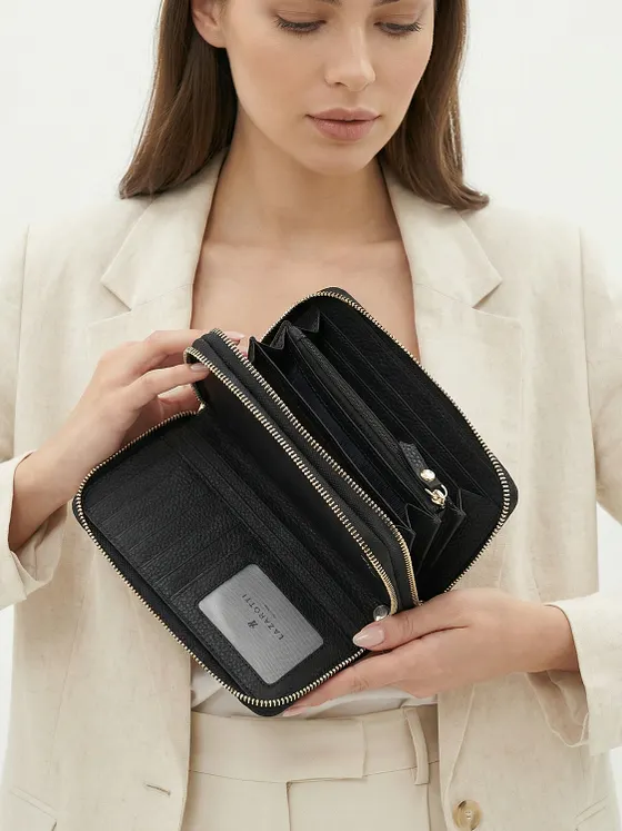 Lazarotti Kožená peněženka Bologna XL s dvojitým zipem kolem dokola, RFID, 20 cm