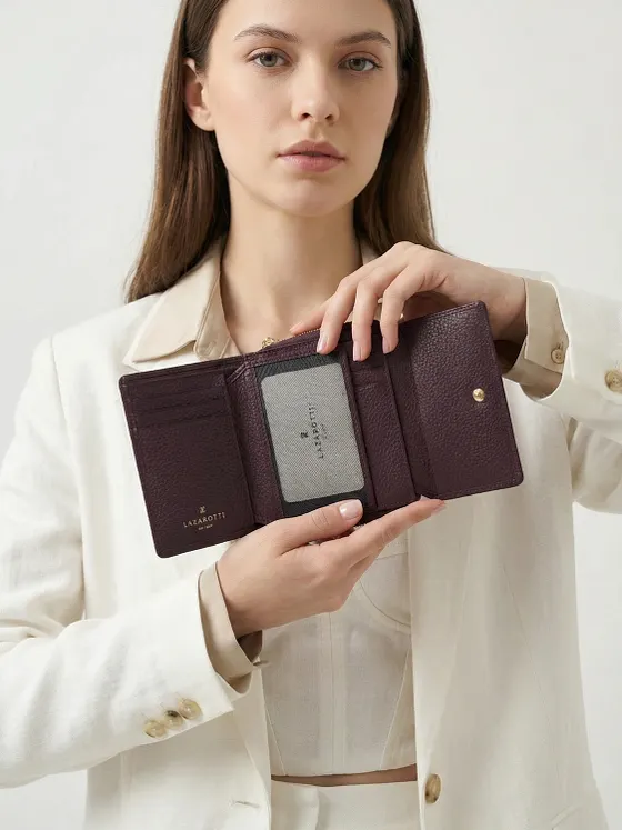 Lazarotti Cartera de piel «Bologna» con cremallera envolvente, 12 cm