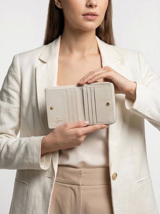 Lazarotti Boloňská kožená peněženka na zip střední velikosti Kožená 10 cm