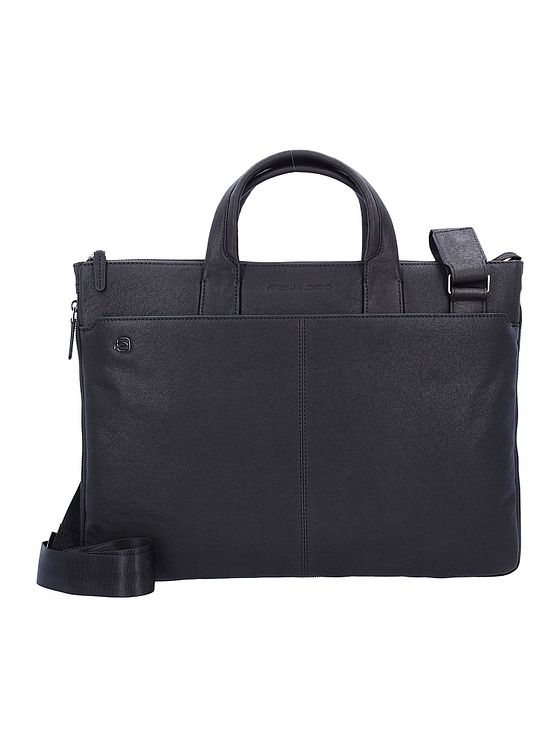 Piquadro Sort firkantet dokumentmappe i læder med 42 cm rum til bærbar computer Piquadro Sort firkantet dokumentmappe i læder med 42 cm rum til bærbar computer