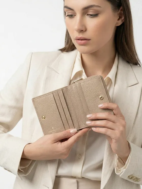 Lazarotti Cartera de piel «Bologna» mediana con cremallera perimetral, 10 cm