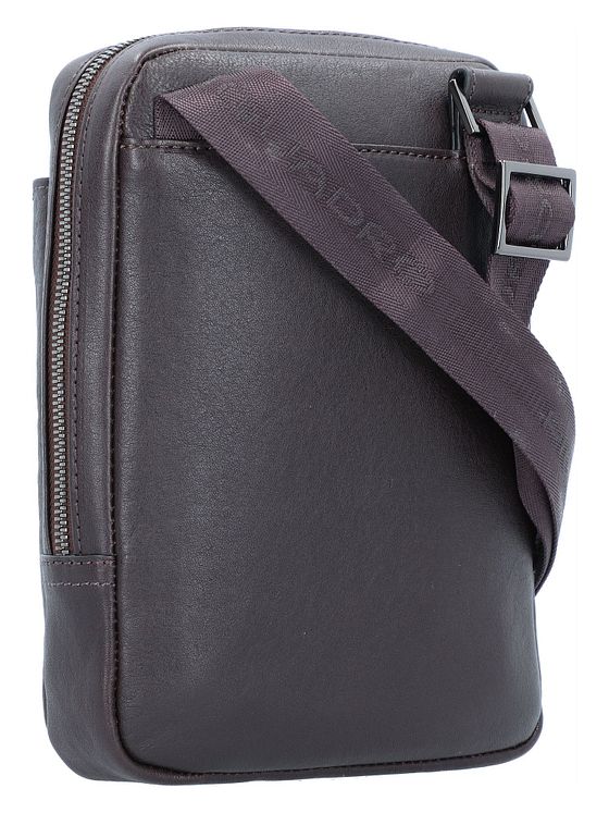 Piquadro Sort firkantet skuldertaske i læder 17 cm