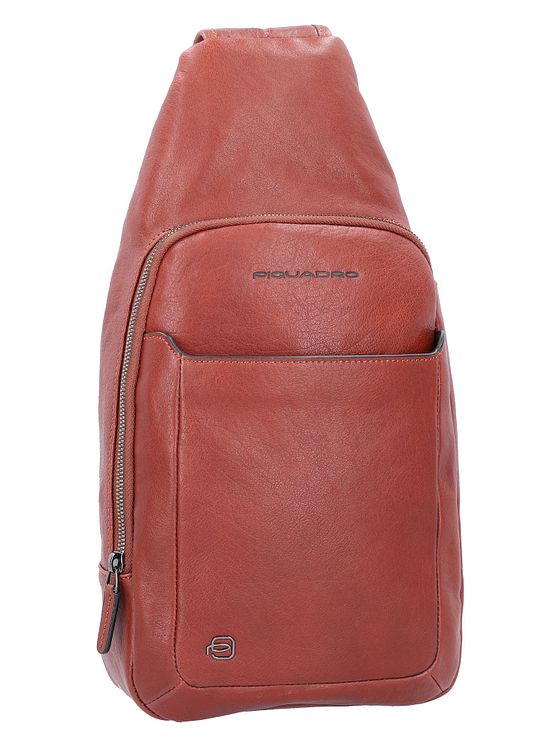 Piquadro Sort firkantet skuldertaske i læder 20 cm