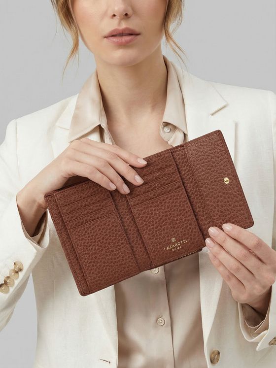 Lazarotti Bologna Kožená peněženka XL s přihrádkou na zip kůže 14 cm