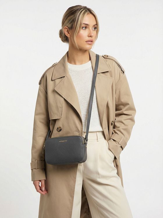 Lazarotti Bologna Skuldertaske i læder med dobbelt lynlås 18 cm Lazarotti Bologna Skuldertaske i læder med dobbelt lynlås 18 cm