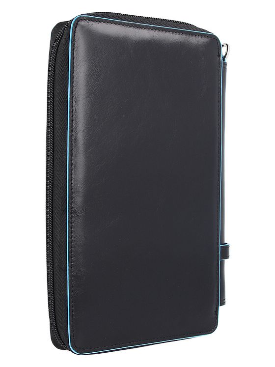 Piquadro Blå firkantet pasetui i læder 14 cm