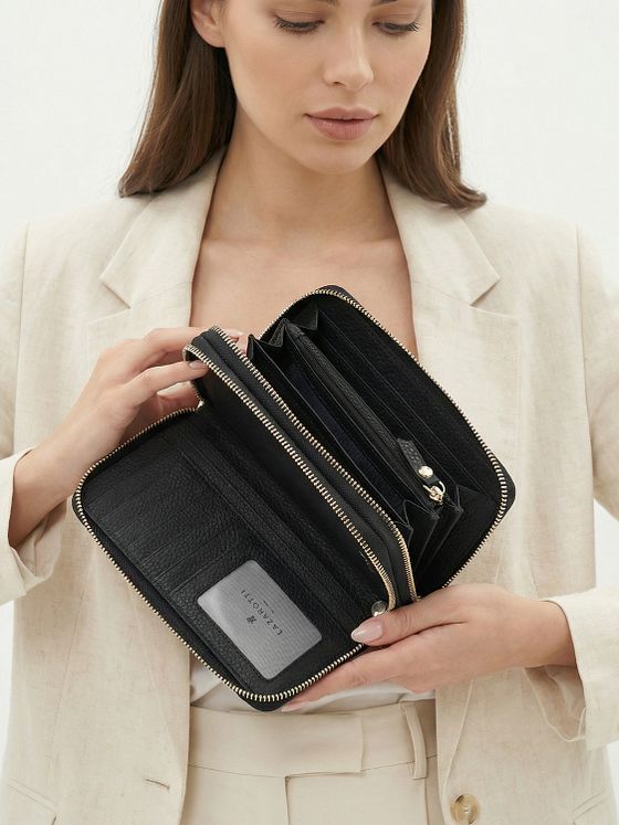 Lazarotti Bologna Leather XL dvojitá peněženka se zipem RFID Leather 20 cm