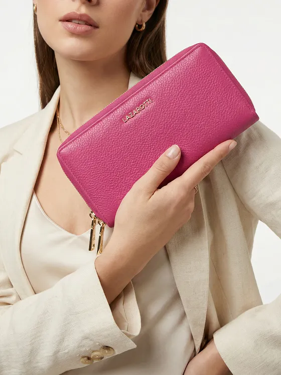 Lazarotti Cartera de piel de Bolonia XL con doble cremallera perimetral y protección RFID, 20 cm Lazarotti Cartera de piel de Bolonia XL con doble cremallera perimetral y protección RFID, 20 cm