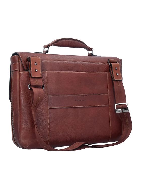 Piquadro Sort firkantet dokumentmappe i læder med 40 cm rum til bærbar computer