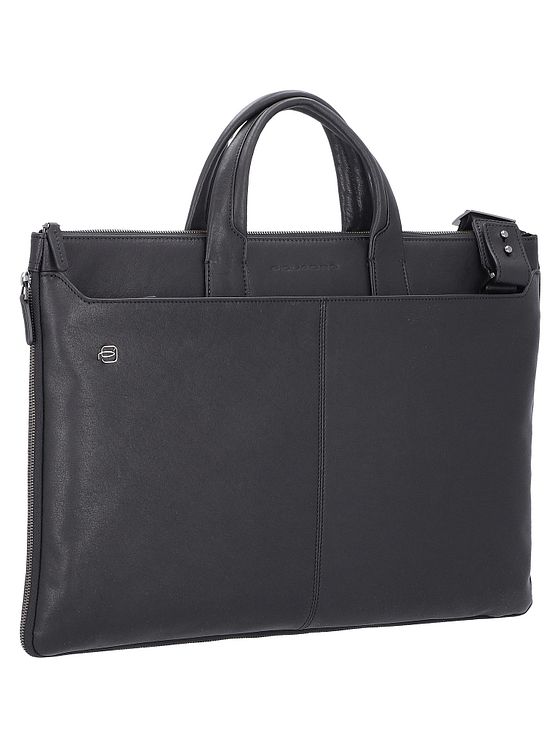 Piquadro Sort firkantet computertaske i læder 47 cm Piquadro Sort firkantet computertaske i læder 47 cm