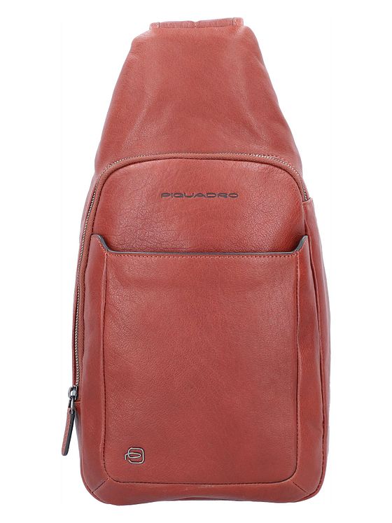 Piquadro Sort firkantet skuldertaske i læder 20 cm