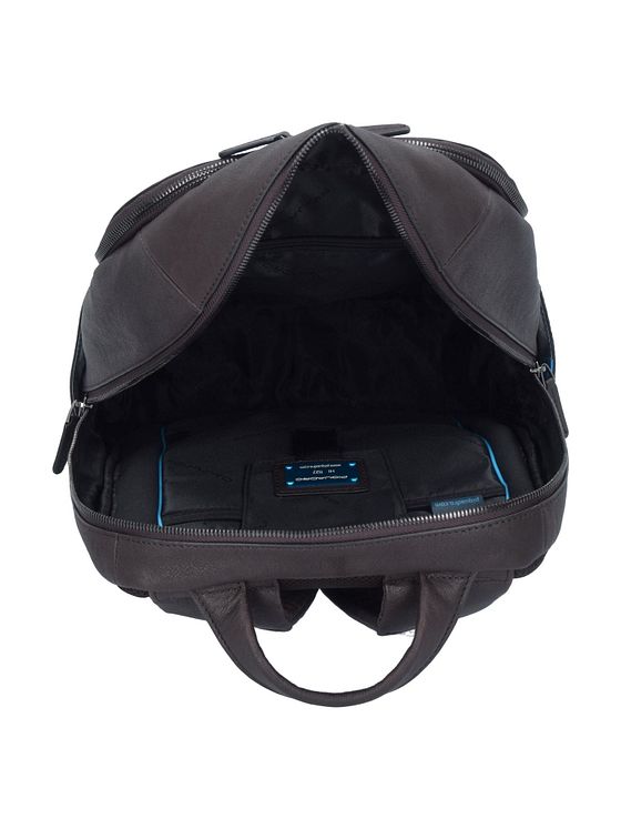 Piquadro Sort firkantet business-rygsæk læder 39 cm rum til bærbar computer