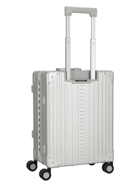 Aleon Inrikes handbagageväska med 4-hjulig Cabinväska i Aluminium, 53 cm, med fack för bärbar dator