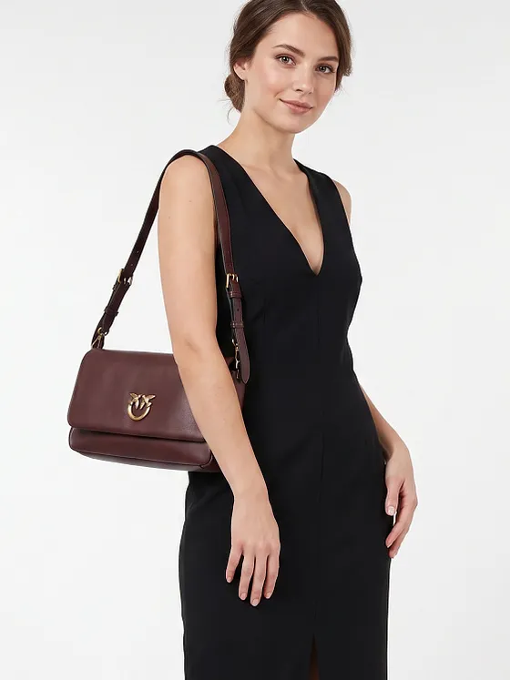 PINKO Click Soft Classic Bolsa de hombro Piel natural 32 cm PINKO Click Soft Classic Bolsa de hombro Piel natural 32 cm