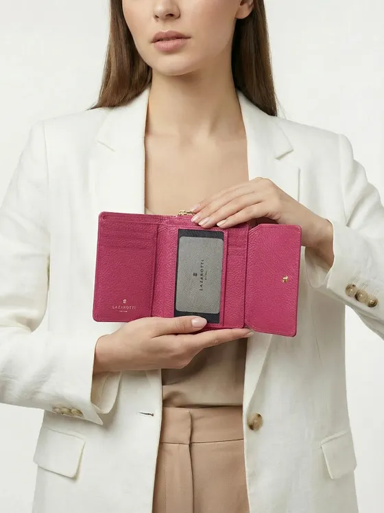 Lazarotti Cartera de piel «Bologna» con cremallera envolvente, 12 cm