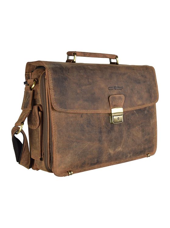 Greenburry Vintage dokumentmappe i læder med 40 cm rum til bærbar computer