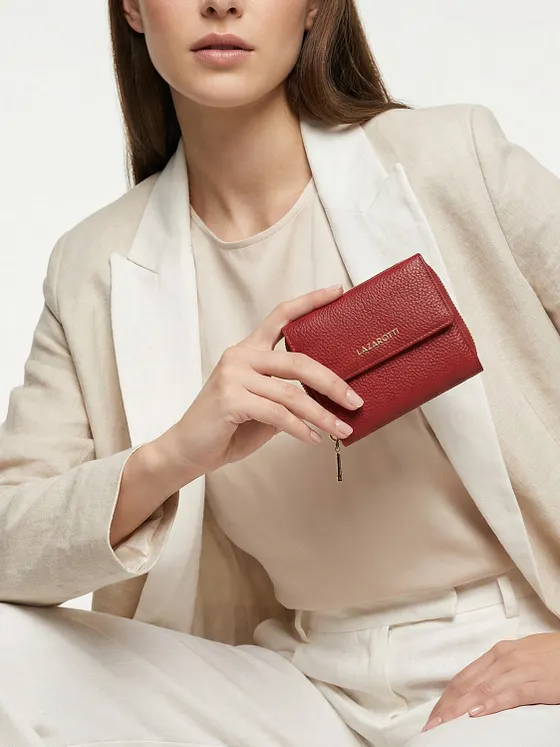 Lazarotti Cartera de piel «Bologna» con cremallera envolvente, 12 cm