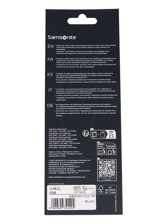 Samsonite Ta Revolution Kuffertlås med kode 6 cm