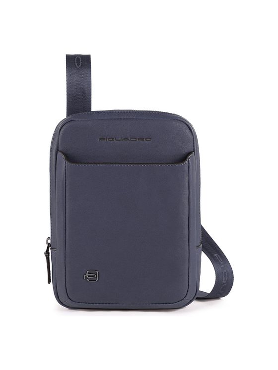 Piquadro Sort firkantet skuldertaske i læder 17 cm