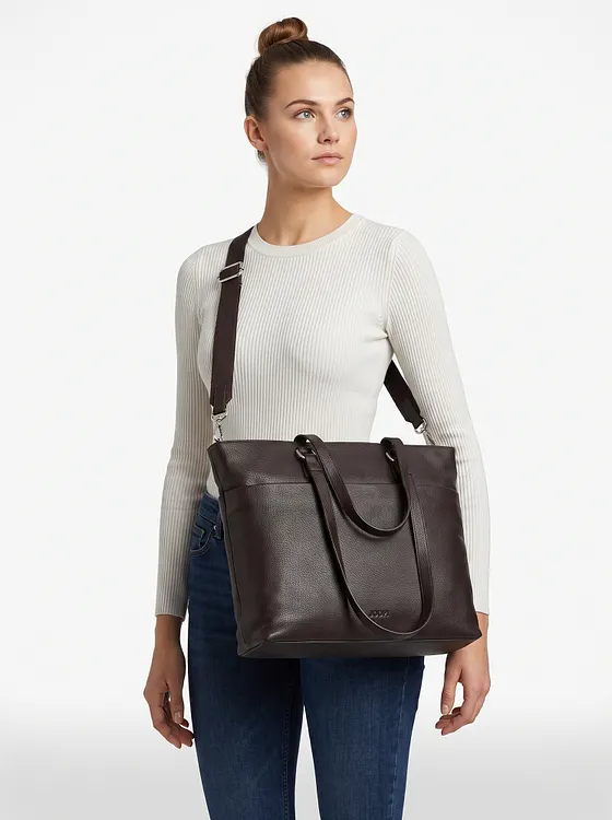 Jost Lysa Business-shoppers i läder, 36 cm, med laptopfack