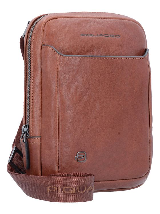 Piquadro Černá čtvercová taška přes rameno kožená 17 cm