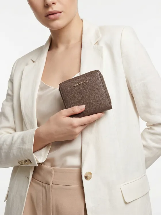 Lazarotti Cartera de piel «Bologna» mediana con cremallera perimetral, 10 cm