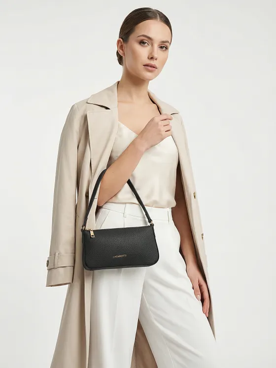 Lazarotti Bolso de hombro tipo pochette de piel de Bolonia, 22 cm Lazarotti Bolso de hombro tipo pochette de piel de Bolonia, 22 cm