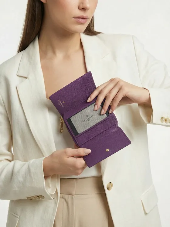 Lazarotti Cartera de piel «Bologna» con cremallera envolvente, 12 cm