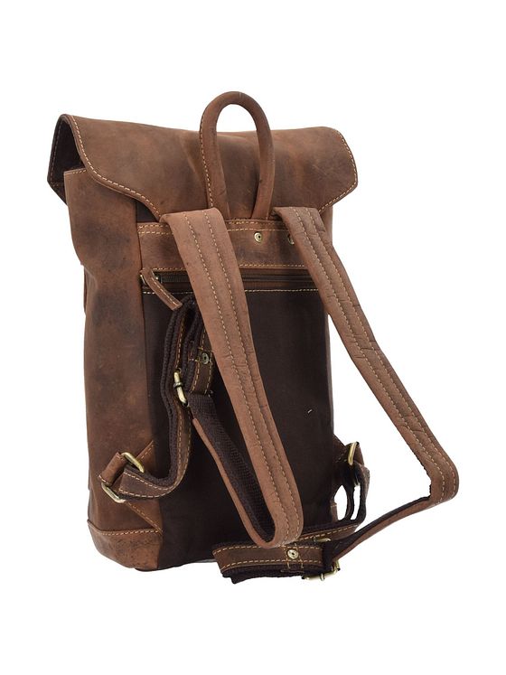 Greenburry Vintage-rygsæk i læder med 42 cm rum til bærbar computer