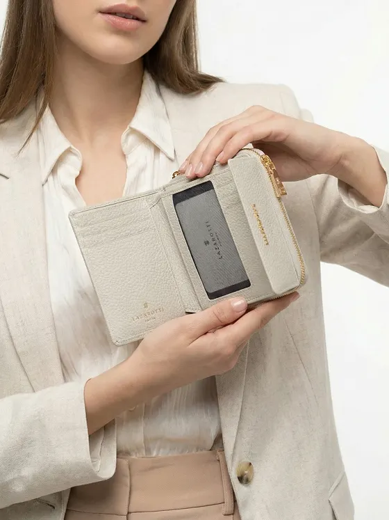 Lazarotti Cartera de piel «Bologna» con cremallera envolvente, 12 cm
