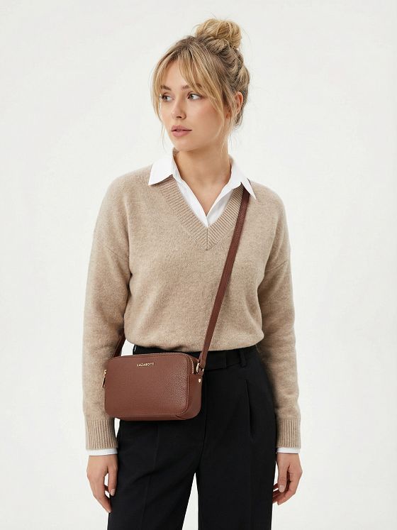 Lazarotti Bologna Skuldertaske i læder med dobbelt lynlås 18 cm Lazarotti Bologna Skuldertaske i læder med dobbelt lynlås 18 cm