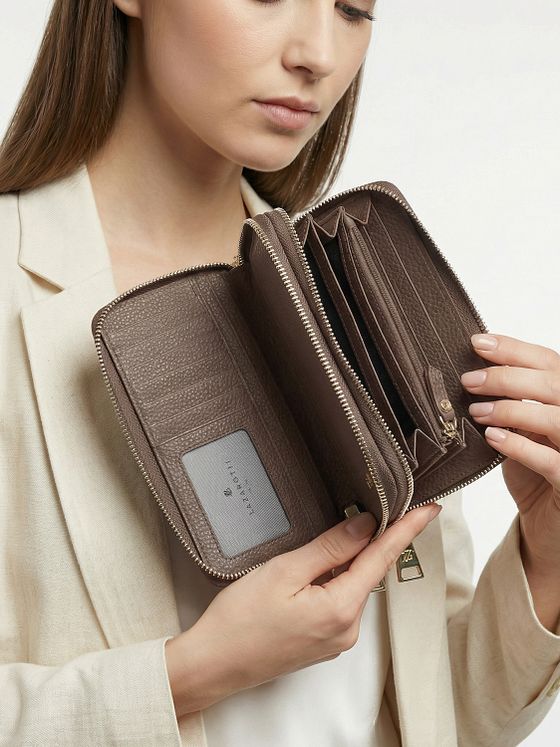 Lazarotti Bologna Leather XL dvojitá peněženka se zipem RFID Leather 20 cm