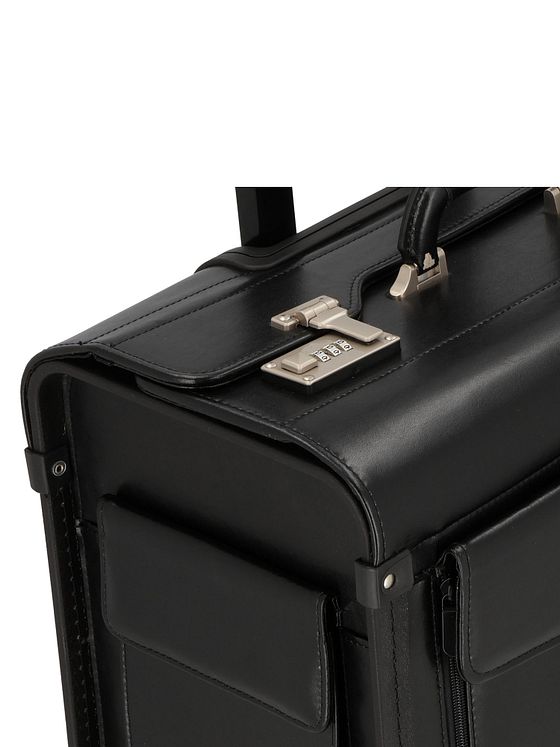 Dermata 2-hjulet pilot-trolley i læder 45,5 cm laptop-rum