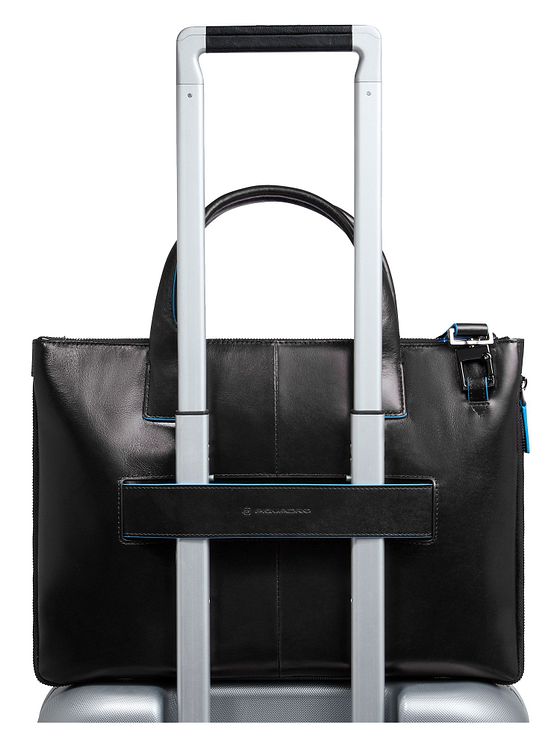 Piquadro Blue Square Nákupní taška Kůže 38 cm Kapsa na notebook s roztažitelným záhybem