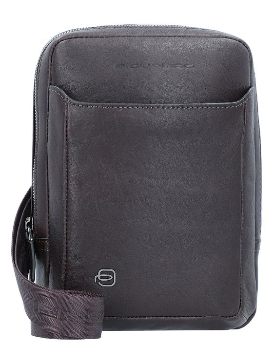 Piquadro Sort firkantet skuldertaske i læder 17 cm