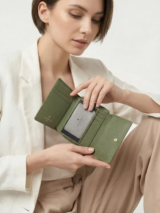 Lazarotti Cartera de piel «Bologna» con cremallera envolvente, 12 cm