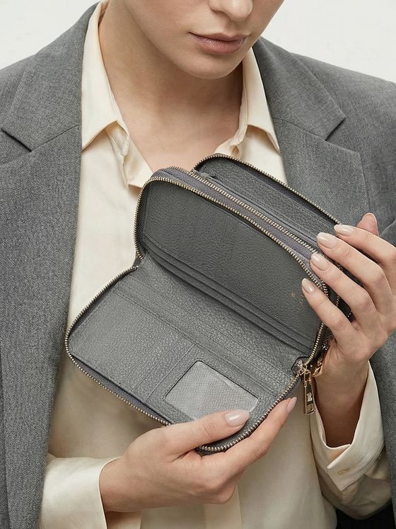 Lazarotti Bologna Leather XL dvojitá peněženka se zipem RFID Leather 20 cm