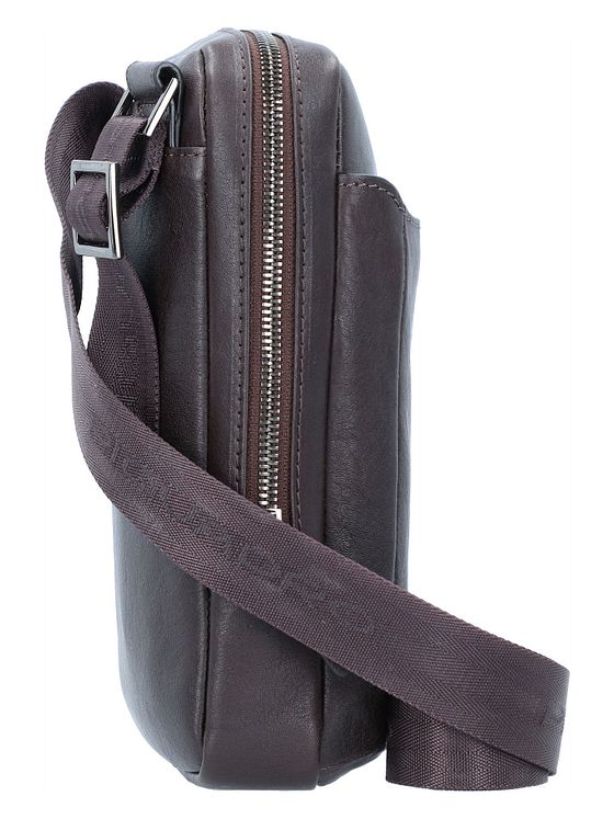 Piquadro Sort firkantet skuldertaske i læder 17 cm