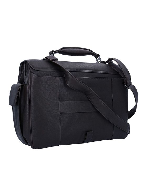 Piquadro Sort firkantet dokumentmappe i læder 43 cm rum til bærbar computer