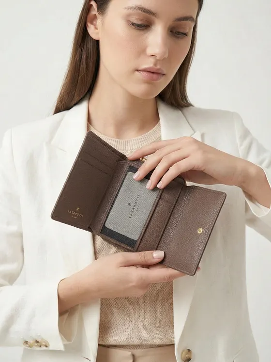 Lazarotti Cartera de piel «Bologna» con cremallera envolvente, 12 cm