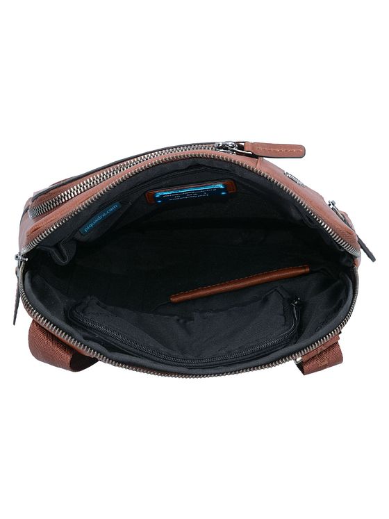 Piquadro Sort firkantet skuldertaske i læder 24 cm