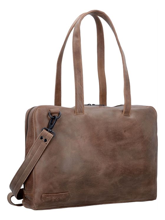 Plevier Ren skuldertaske i læder 43 cm med rum til bærbar computer