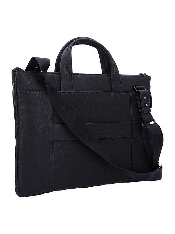 Piquadro Sort firkantet dokumentmappe i læder med 42 cm rum til bærbar computer Piquadro Sort firkantet dokumentmappe i læder med 42 cm rum til bærbar computer