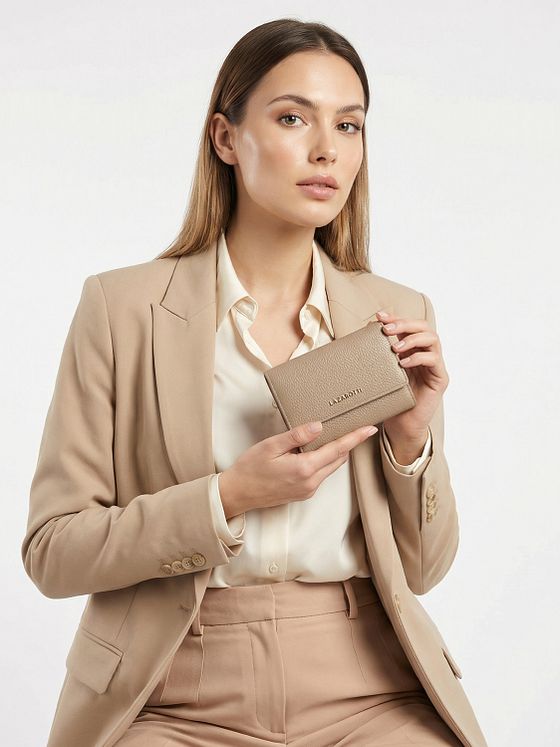 Lazarotti Bologna Kožená peněženka XL s přihrádkou na zip kůže 14 cm