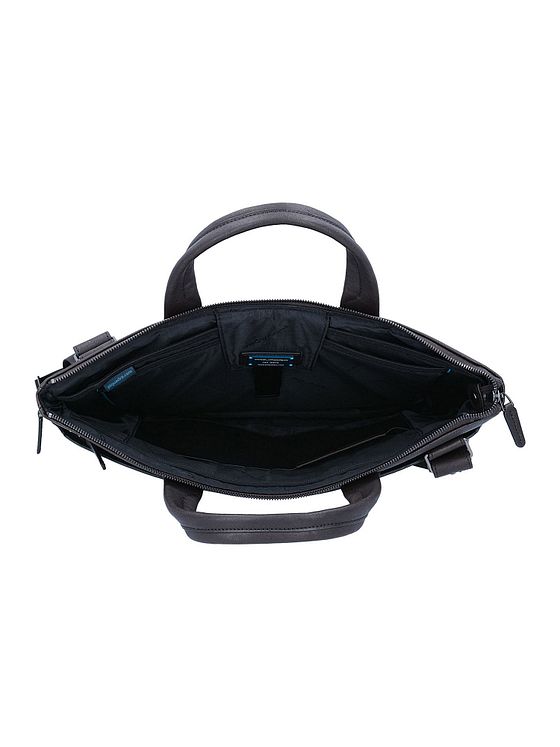 Piquadro Sort firkantet dokumentmappe i læder med 42 cm rum til bærbar computer Piquadro Sort firkantet dokumentmappe i læder med 42 cm rum til bærbar computer