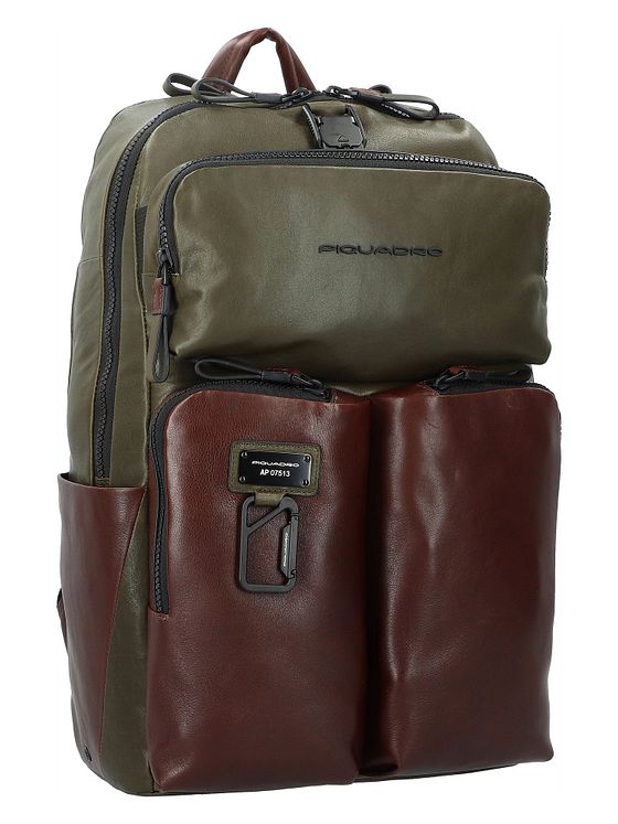 Piquadro Harper-rygsæk i læder med 48 cm rum til bærbar computer