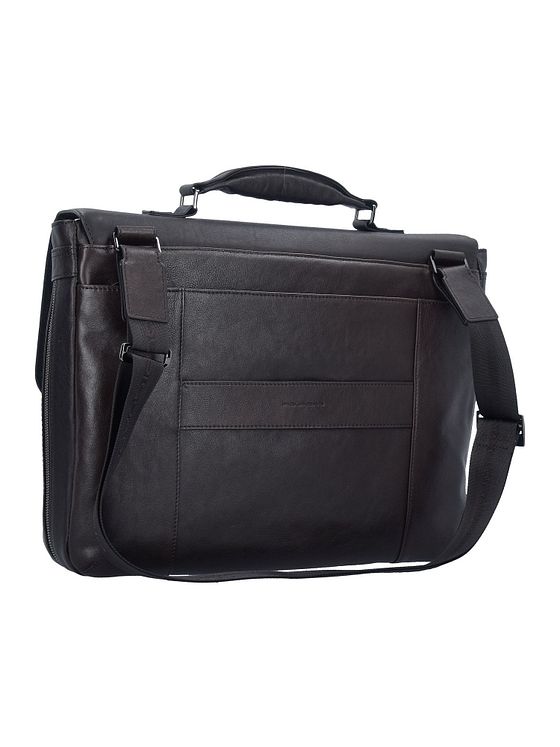 Piquadro Sort firkantet dokumentmappe i læder med 40 cm rum til bærbar computer